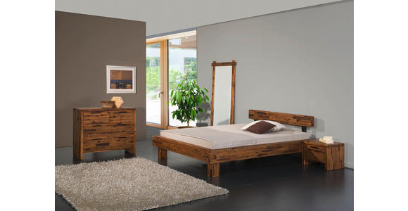 KOMMODE Akazie massiv gebeizt Akaziefarben - Schwarz/Akaziefarben, Natur, Holz/Metall (100/85/40cm) - Linea Natura