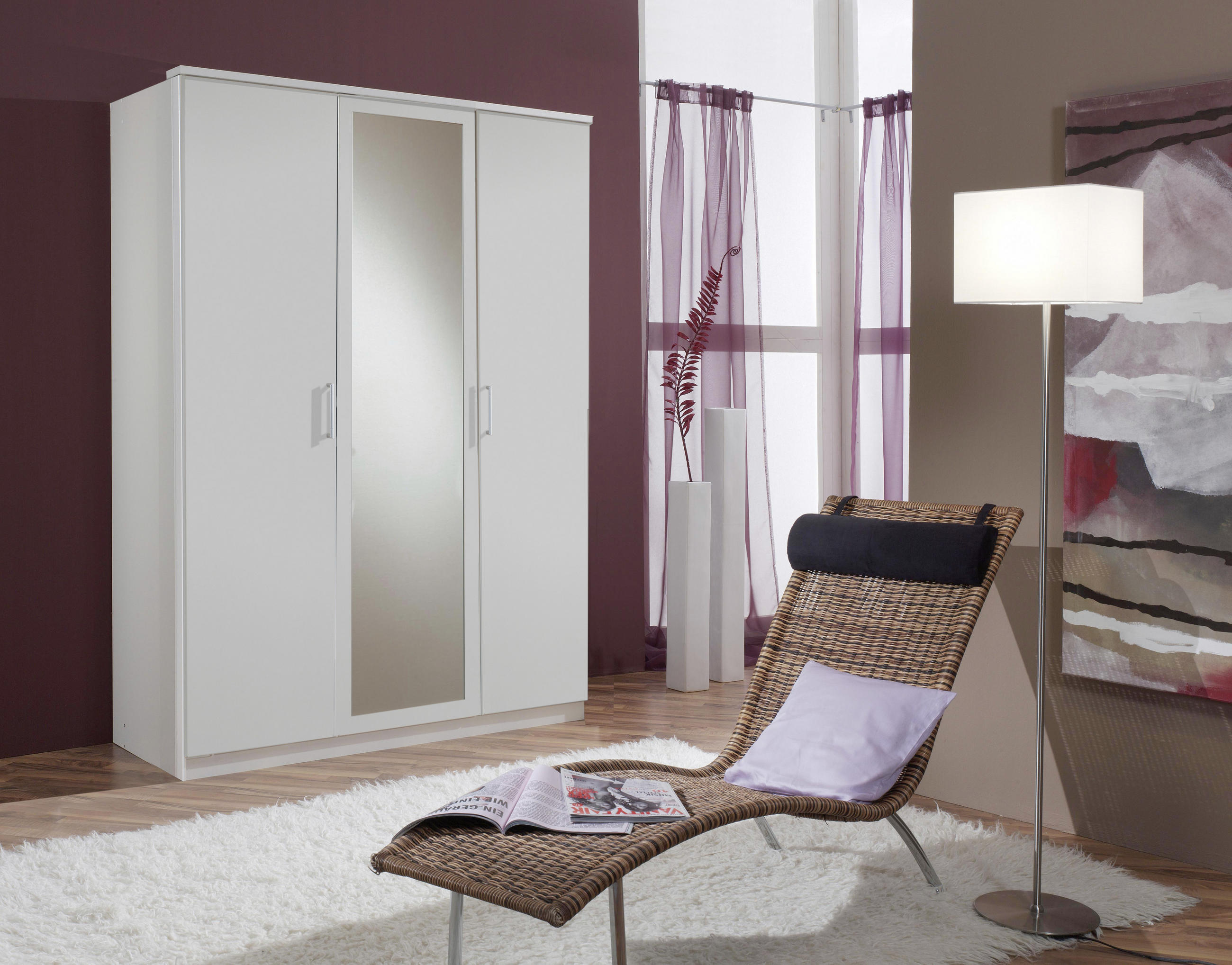 BIELA SKRIŇA SO ZRKADLOM, biela, 135/199/58 cm - biela/hliníková, Konventionell, kompozitné drevo/plast (135/199/58cm) - MID.YOU