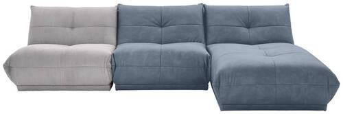 ECKSOFA in Cord, Lederlook Grau, Blaugrau - Blaugrau/Grau, Trend, Textil (315/185cm) - Livetastic