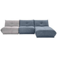 ECKSOFA in Cord, Lederlook Grau, Blaugrau  - Blaugrau/Grau, Trend, Textil (315/185cm) - Livetastic