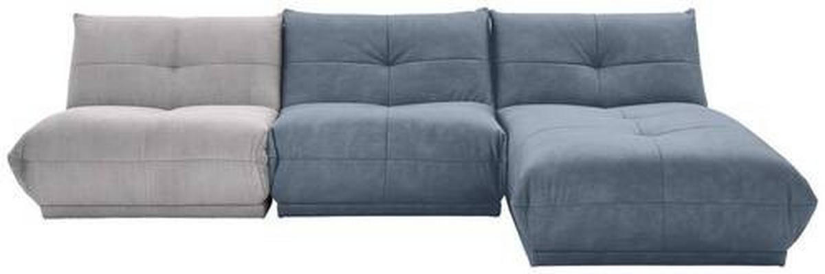 ECKSOFA in Cord, Lederlook Grau, Blaugrau  - Blaugrau/Grau, Trend, Textil (315/185cm) - Livetastic