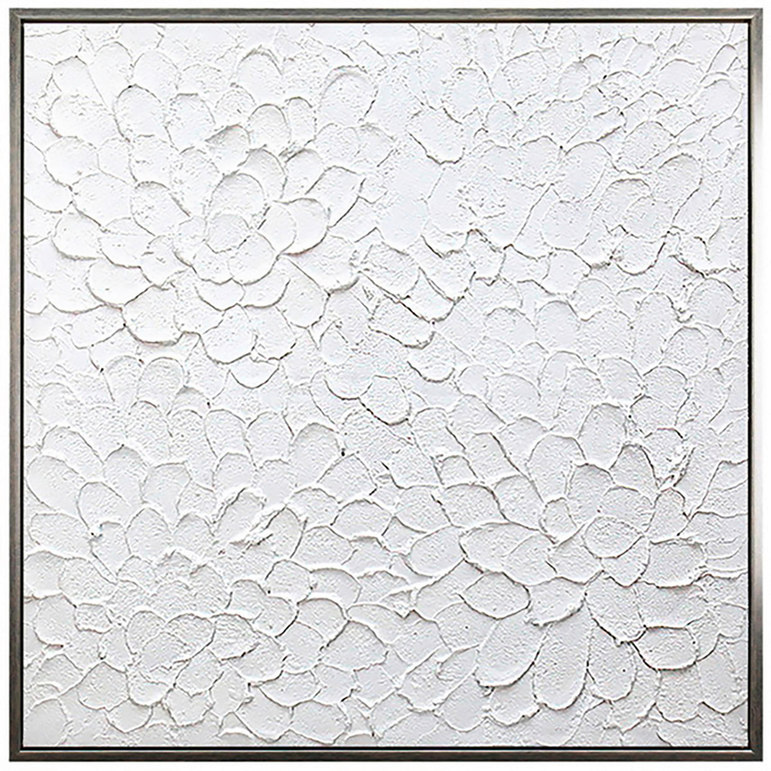 OLJNA SLIKA 85/85 cm - srebrne barve/bela, Trend, umetna masa/tekstil (85/85cm) - Monee