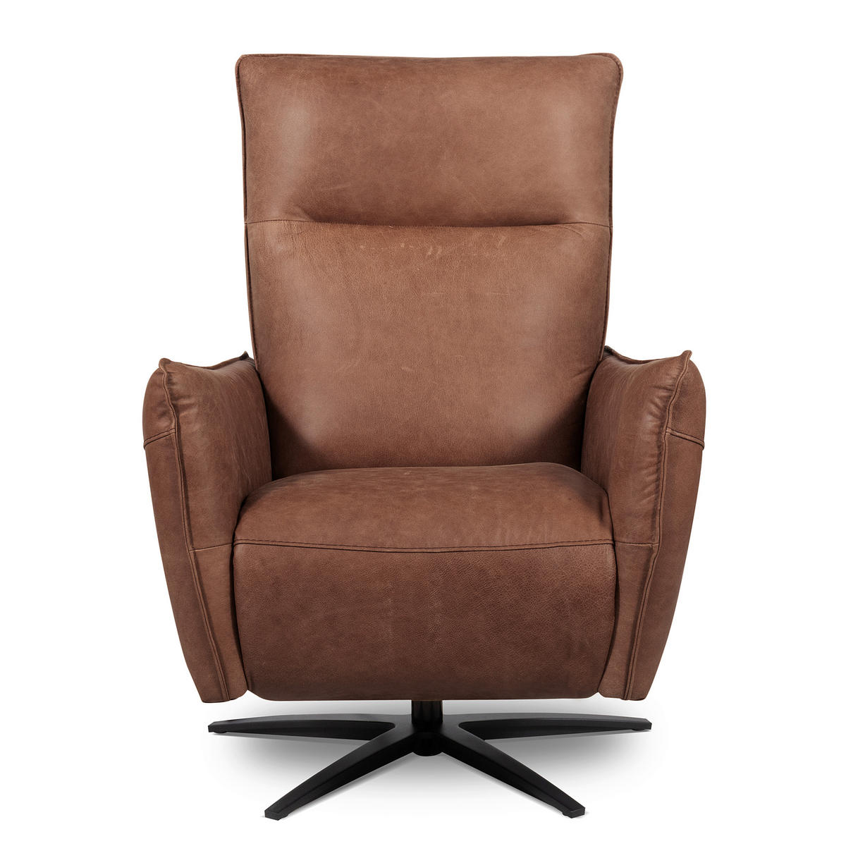 RELAXSESSEL in Leder Rotbraun  - Rotbraun/Schwarz, Design, Leder/Metall (77/107/88cm) - Livetastic