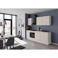 KÜCHENBLOCK 230 cm   in Magnolie  - Edelstahlfarben/Eichefarben, Design, Holzwerkstoff/Metall (230cm) - Impuls