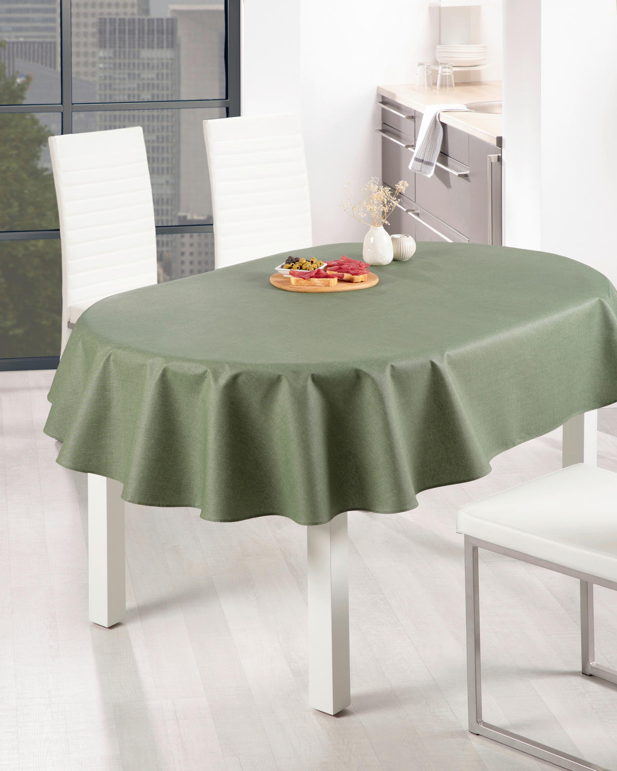 TISCHDECKE OSLO Textil Olivgrün 140/190 cm  - Olivgrün, Basics, Textil (140/190cm) - Peyer Syntex