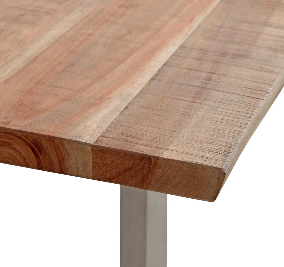 COUCHTISCH Akazie Hartholz 118/70/45 cm Akaziefarben, Edelstahlfarben  - Edelstahlfarben/Akaziefarben, Natur, Holz/Metall (118/70/45cm) - Landscape