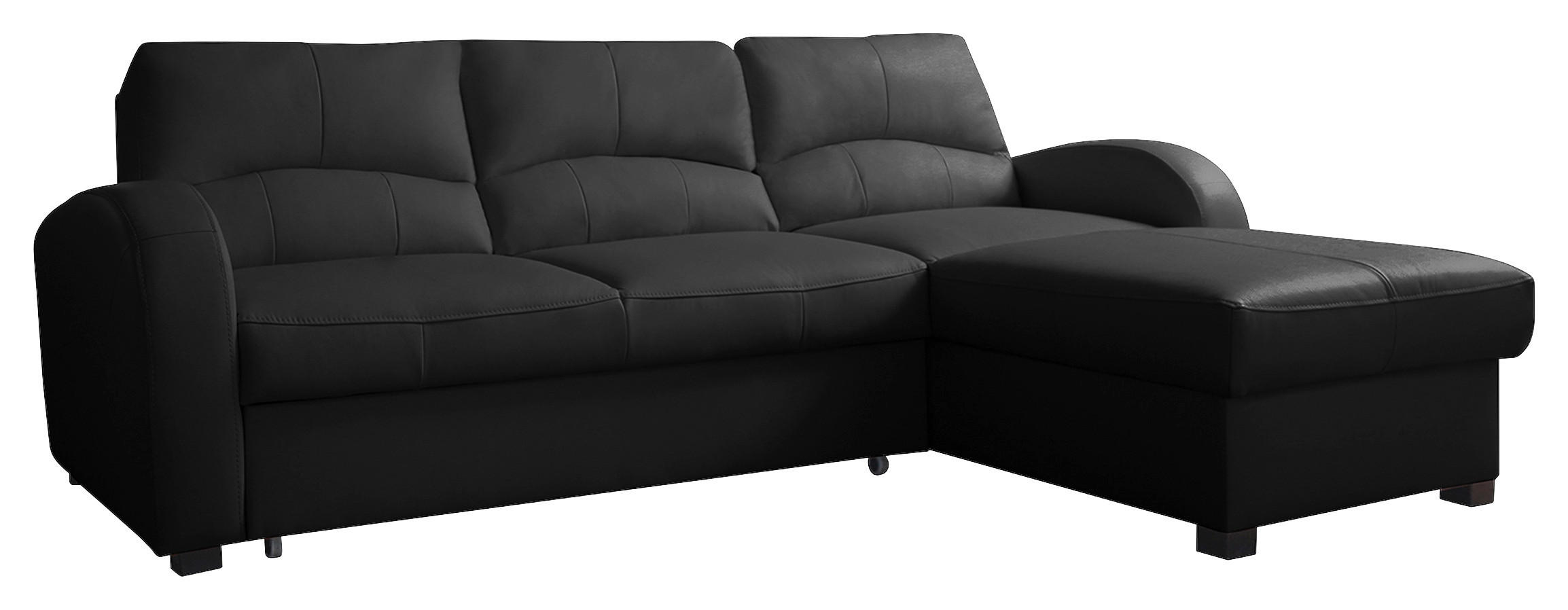 ECKSOFA Schwarz Echtleder Lederlook  - Schwarz, Design, Leder/Kunststoff (227/168cm) - Livetastic