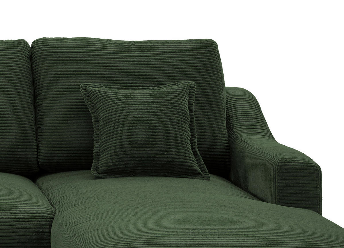 WOHNLANDSCHAFT in Cord Dunkelgrün  - Dunkelgrün/Naturfarben, Konventionell, Holz/Textil (200/301/150cm) - P & B
