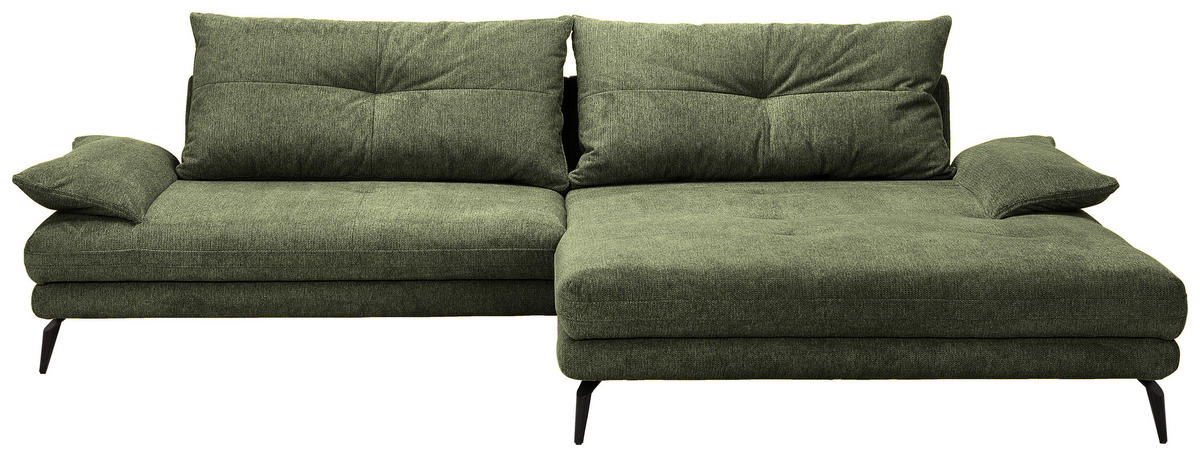 HÖRNSOFFA i flatväv mörkgrön  - svart/mörkgrön, Klassisk, metall/textil (294/176cm) - MID.YOU