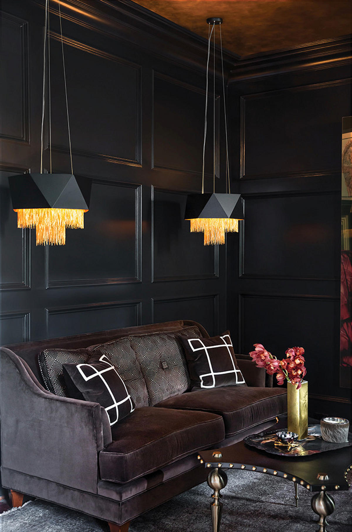 HÄNGELEUCHTE 45/47.4 cm    - Schwarz, Konventionell, Kunststoff/Textil (45/47.4cm) - Elstead Lighting