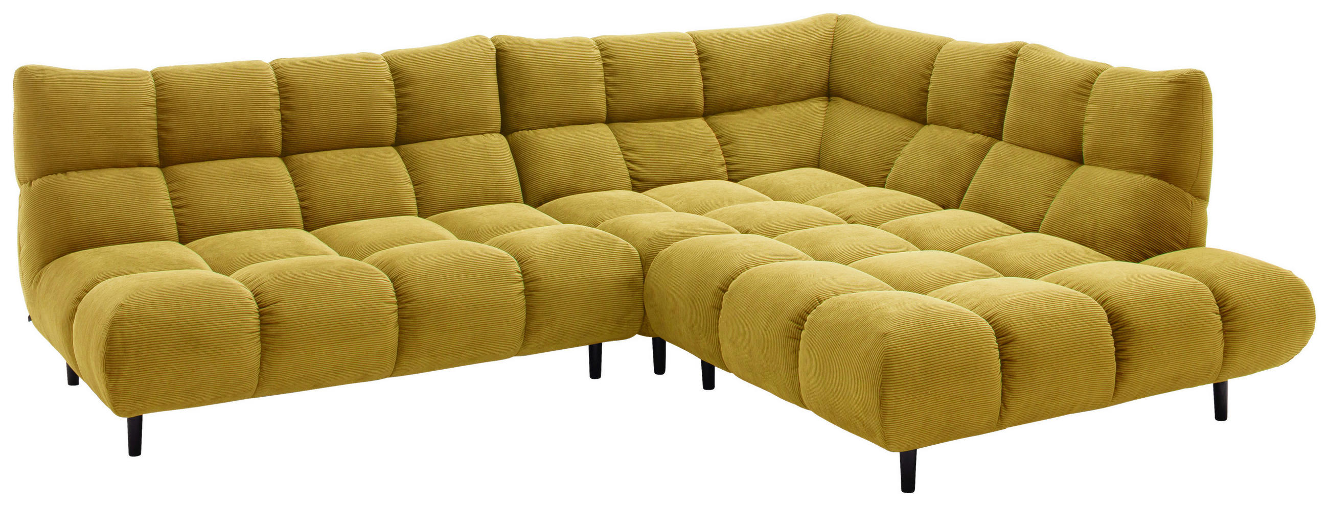 ECKSOFA Ottomane rechts, Eckteil  Goldfarben Feincord  - Goldfarben/Schwarz, Design, Holz/Textil (288/215cm) - Pure Home Lifestyle