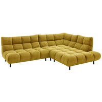 ECKSOFA Ottomane rechts, Eckteil  Goldfarben Feincord  - Goldfarben/Schwarz, Design, Holz/Textil (288/215cm) - Pure Home Lifestyle