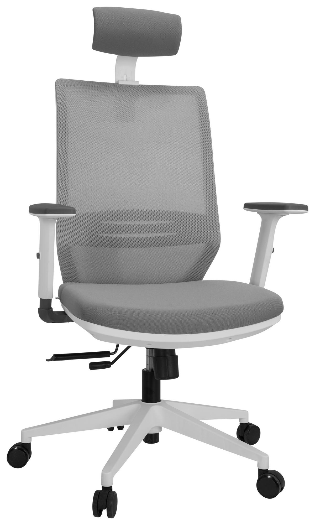 DREHSTUHL Flachgewebe, Netzbespannung Grau, Weiß  - Weiß/Grau, Basics, Kunststoff/Textil (70/117/62cm) - MID.YOU