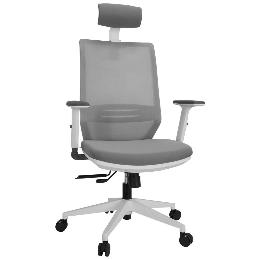 MID.YOU OTOČNÁ ŽIDLE, síťovina, plochá tkanina, šedá, bílá