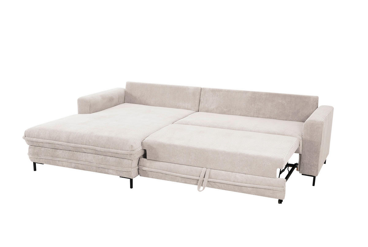 ECKSOFA Cord Creme  - Creme/Schwarz, Design, Textil/Metall (174/272cm) - MID.YOU