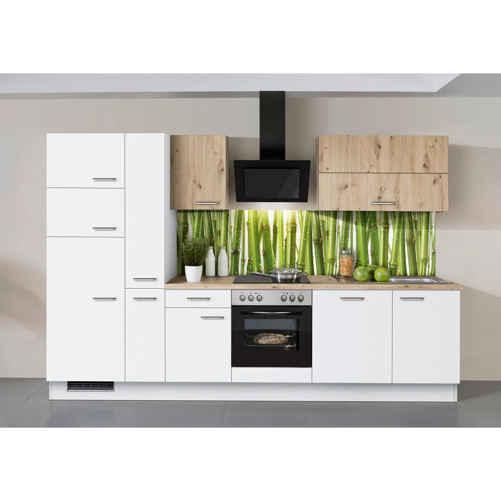 Küchenzeile Ip1200 Mit Geräten 310 Cm Weiß/eiche Dekor