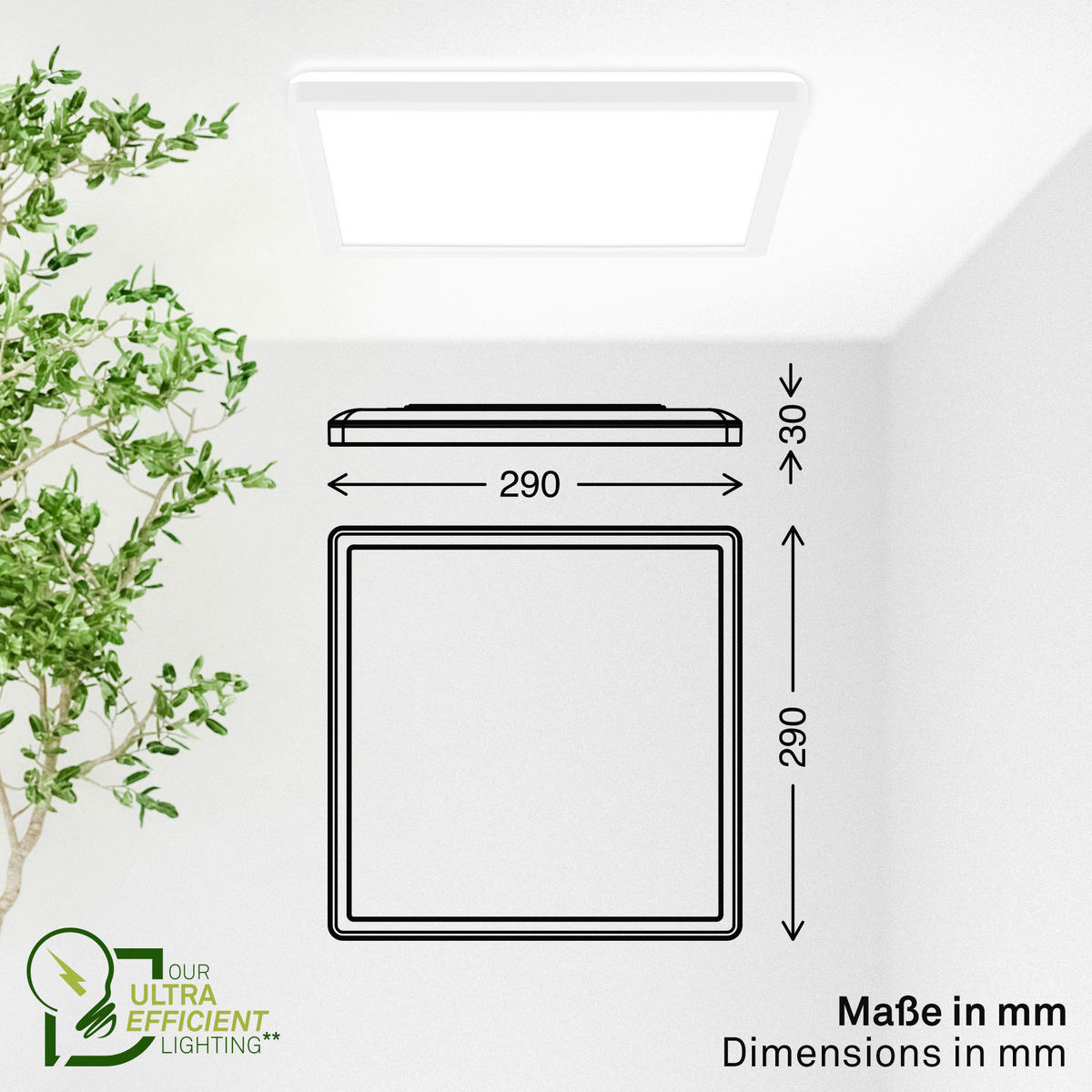 STROPNA LED-SVETILKA  Tava A  2400 lm 4000 K   - bela, Basics, umetna masa (29/29/3cm)