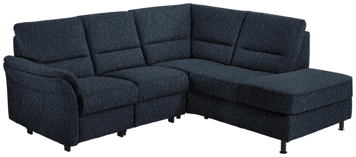 ECKSOFA in Flachgewebe Dunkelblau  227/203 cm  - Schwarz/Dunkelblau, MODERN, Textil/Metall (227/203cm) - Beldomo System