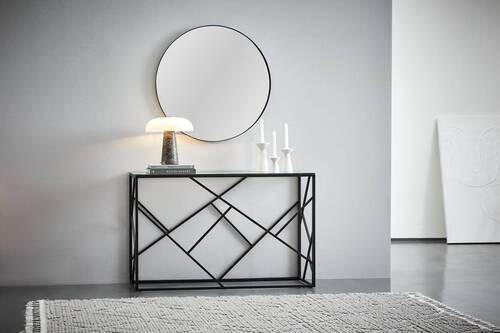 KONSOLENTISCH Klar, Schwarz  - Klar/Schwarz, Trend, Glas/Metall (120/45/77cm) - Xora
