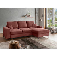 ECKSCHLAFSOFA in Cord Koralle  - Koralle/Schwarz, KONVENTIONELL, Textil/Metall (237/143cm) - Livetastic