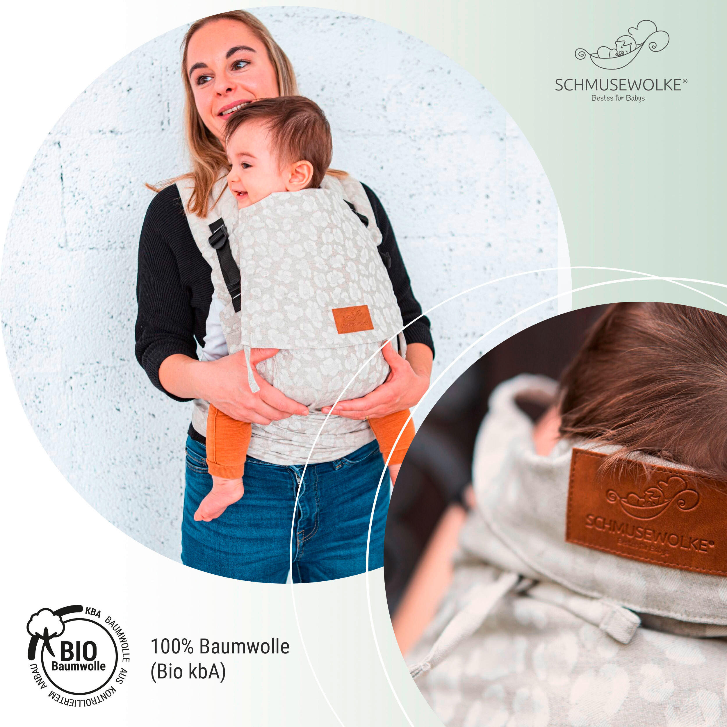 SCHMUSEWOLKE BABYTRAGE  - Weiß/Cappuccino, Basics, Textil - SCHMUSEWOLKE