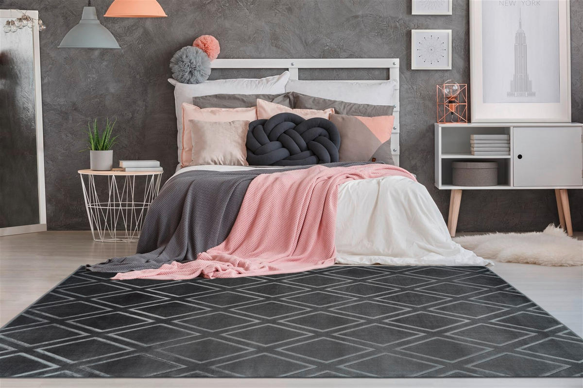 FLACHWEBETEPPICH 160/230 cm Monroe 300 Anthrazit Anthrazit  - Anthrazit, KONVENTIONELL, Kunststoff/Textil (160/230cm)
