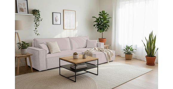 ECKSOFA inkl. Funktionen Hellgrau Cord  - Hellgrau/Schwarz, Design, Textil (267/141cm) - Xora