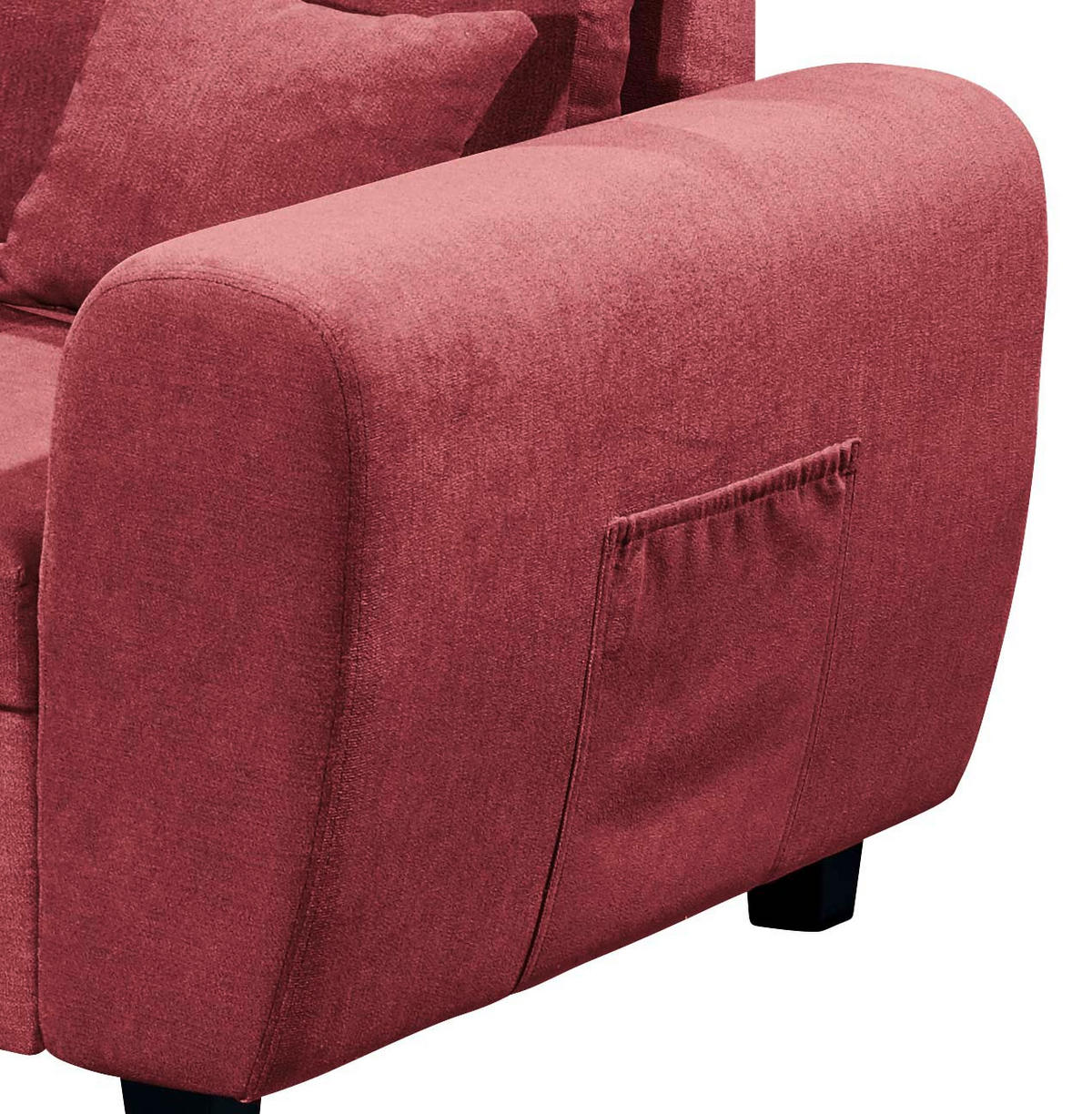 ECKSOFA Beere Mikrovelours  - Beere/Schwarz, Basics, Kunststoff/Textil (176/248cm) - MID.YOU