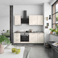 KÜCHENBLOCK Riva 210 cm  in Weiß, Schieferfarben  - Schieferfarben/Edelstahlfarben, MODERN, Holzwerkstoff/Metall (210cm) - Nobilia