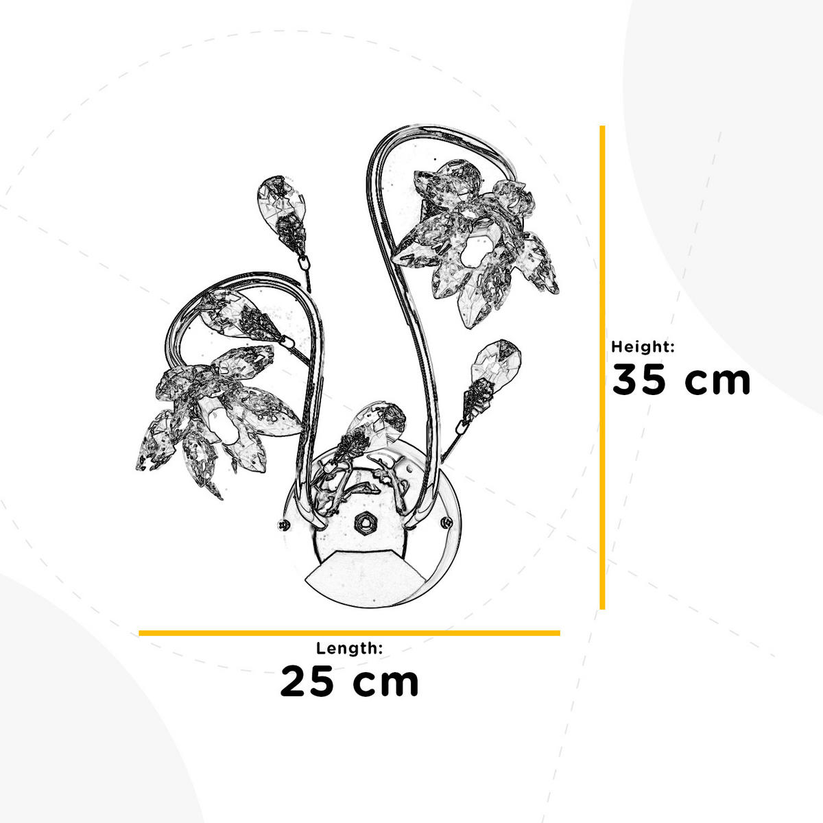 WANDLEUCHTE 25/35 cm   - Chromfarben, KONVENTIONELL, Glas/Metall (25/35cm)