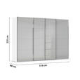 SCHWEBETÜRENSCHRANK 316/235/68 cm 4-türig Weiß, Hellgrau  - Chromfarben/Hellgrau, Design, Glas/Holzwerkstoff (316/235/68cm) - Novel