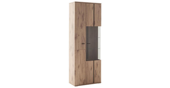 VITRINE in Anthrazit, Eichefarben - Eichefarben/Anthrazit, KONVENTIONELL, Glas/Holzwerkstoff (75/207/38cm) - Cantus