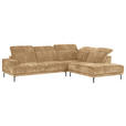 ECKSOFA Hellbraun Chenille Kopfteilverstellung, Sitztiefenverstellung  - Hellbraun/Schwarz, Design, Textil/Metall (307/243cm) - Xora