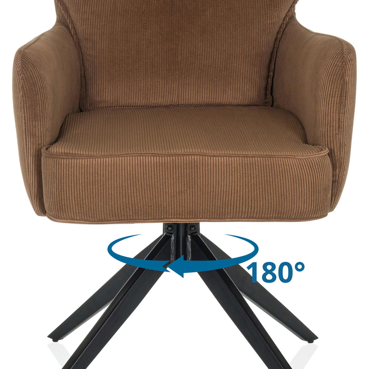 ARMLEHNSTUHL  in Cord  - Schwarz/Braun, MODERN, Textil/Metall (58/94/60cm) - MID.YOU