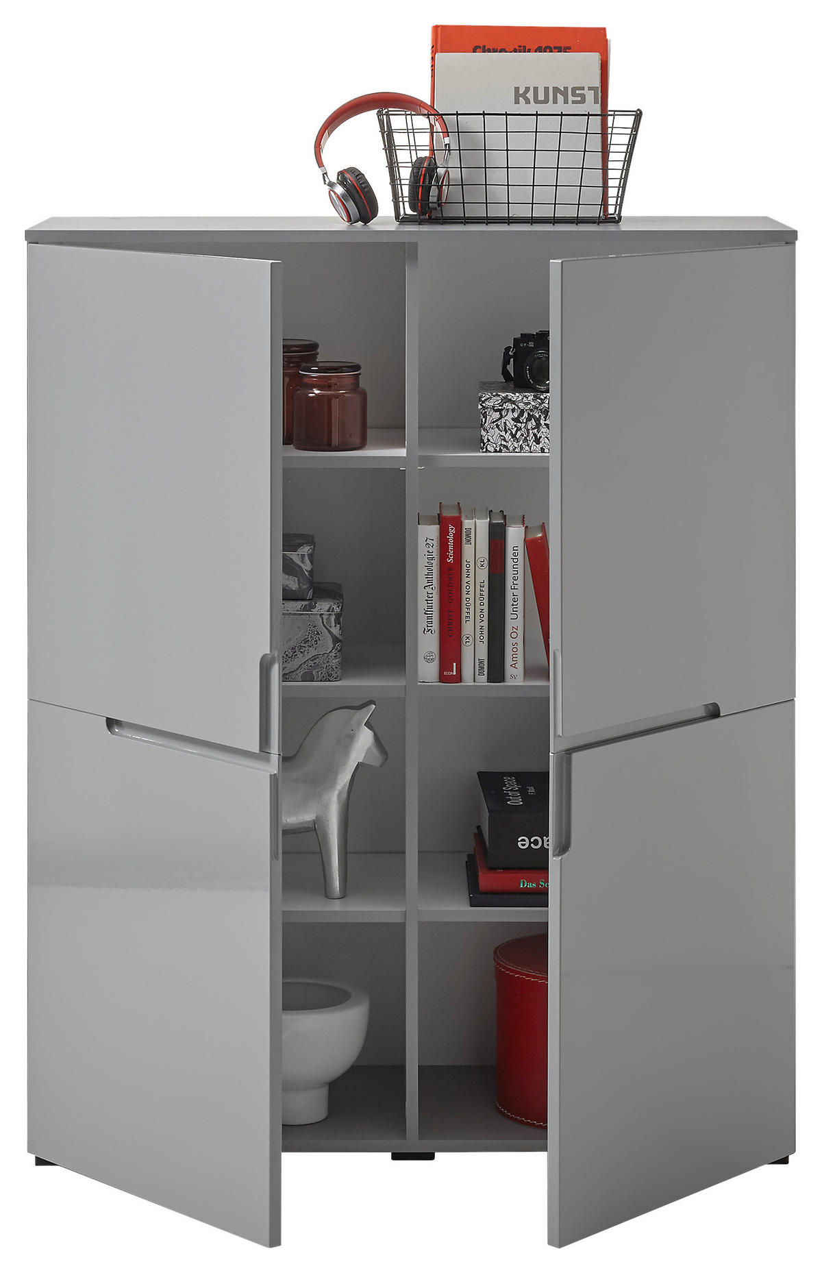 COMODĂ 100/122/38 cm  - negru/gri, Modern, plastic/material pe bază de lemn (100/122/38cm) - Voleo