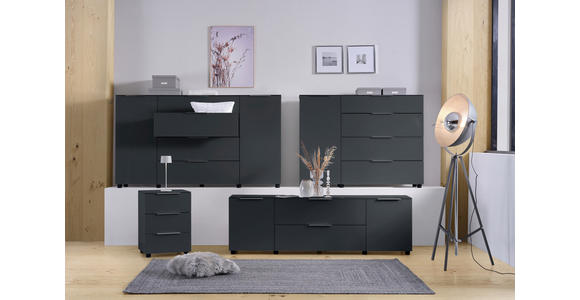 SIDEBOARD  in 180/101/40,5 cm  - Anthrazit/Alufarben, Design, Glas/Holzwerkstoff (180/101/40,5cm) - Voleo