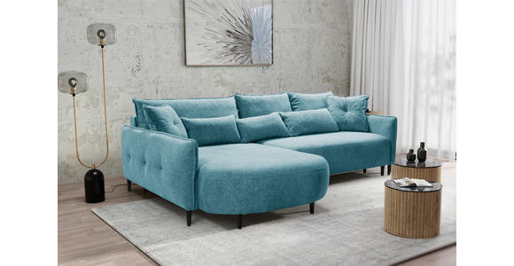 ECKSOFA in Chenille Blau  - Blau/Schwarz, MODERN, Textil/Metall (200/285cm) - Carryhome