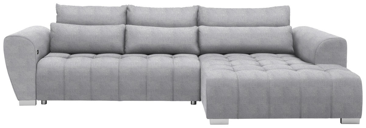 ECKSOFA in Webstoff Hellgrau  - Silberfarben/Hellgrau, Modern, Kunststoff/Textil (304/218cm) - Carryhome