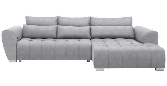 ECKSOFA in Webstoff Hellgrau  - Silberfarben/Hellgrau, MODERN, Kunststoff/Textil (304/218cm) - Carryhome