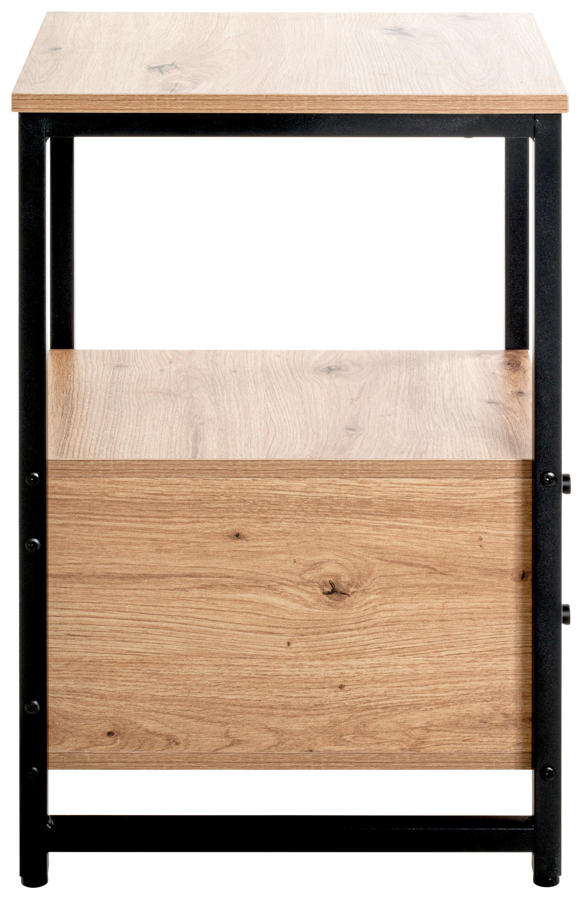BEISTELLTISCH rechteckig Schwarz, Eichefarben  - Eichefarben/Schwarz, Design, Metall (40/30/63cm)