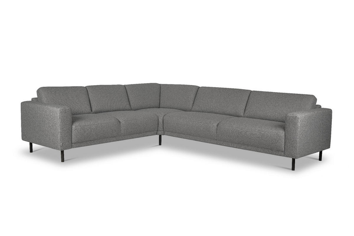 HÖRNSOFFA i flatväv grå  - svart/grå, Design, metall/trä (288/78/243cm) - Pure Home Comfort