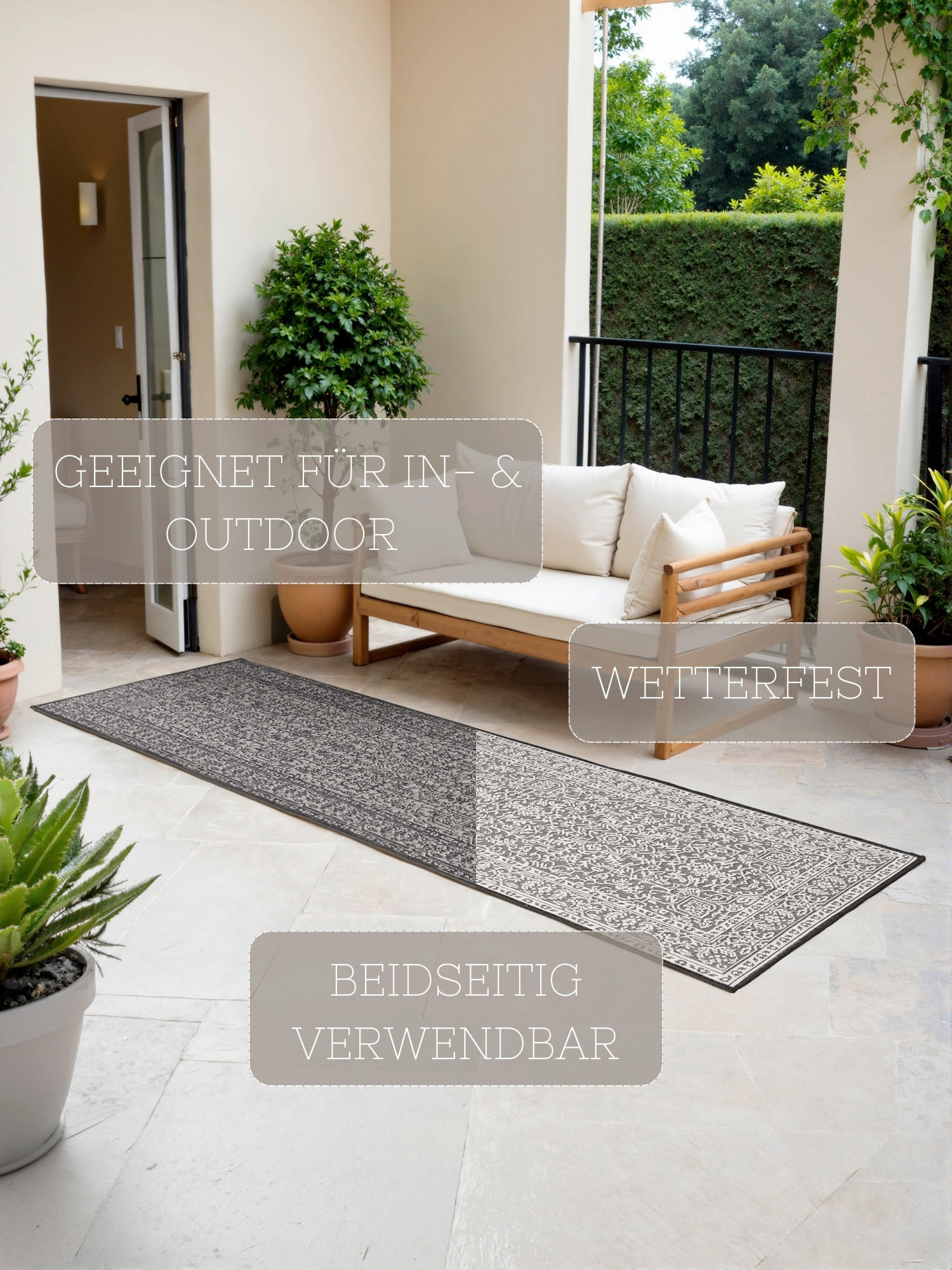 LÄUFER 80/250 cm Duet  - Schwarz/Weiß, Design, Kunststoff (80/250cm)
