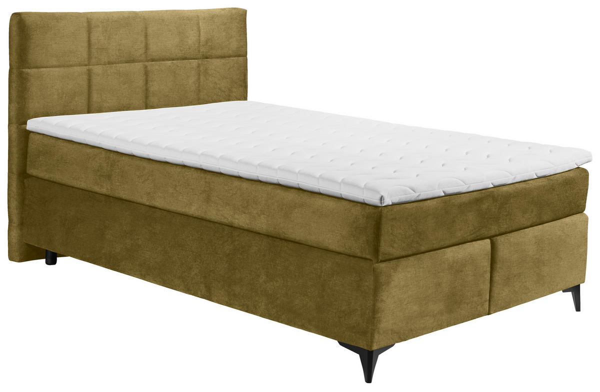 BOXSPRINGBETT 140/200 cm  in Olivgrün  - Schwarz/Olivgrün, Design, Holzwerkstoff/Kunststoff (140/200cm) - Xora