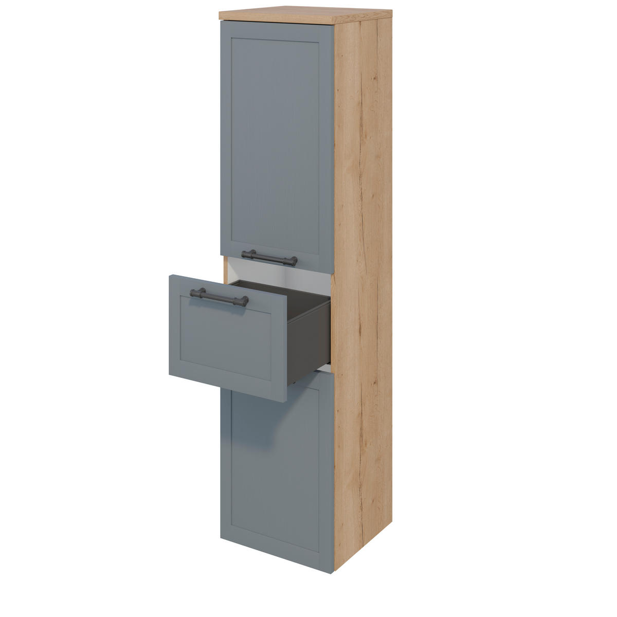 MIDISCHRANK 40/122,5/38 cm  - Edelstahlfarben/Eichefarben, MODERN, Holzwerkstoff/Metall (40/122,5/38cm) - Celina Home