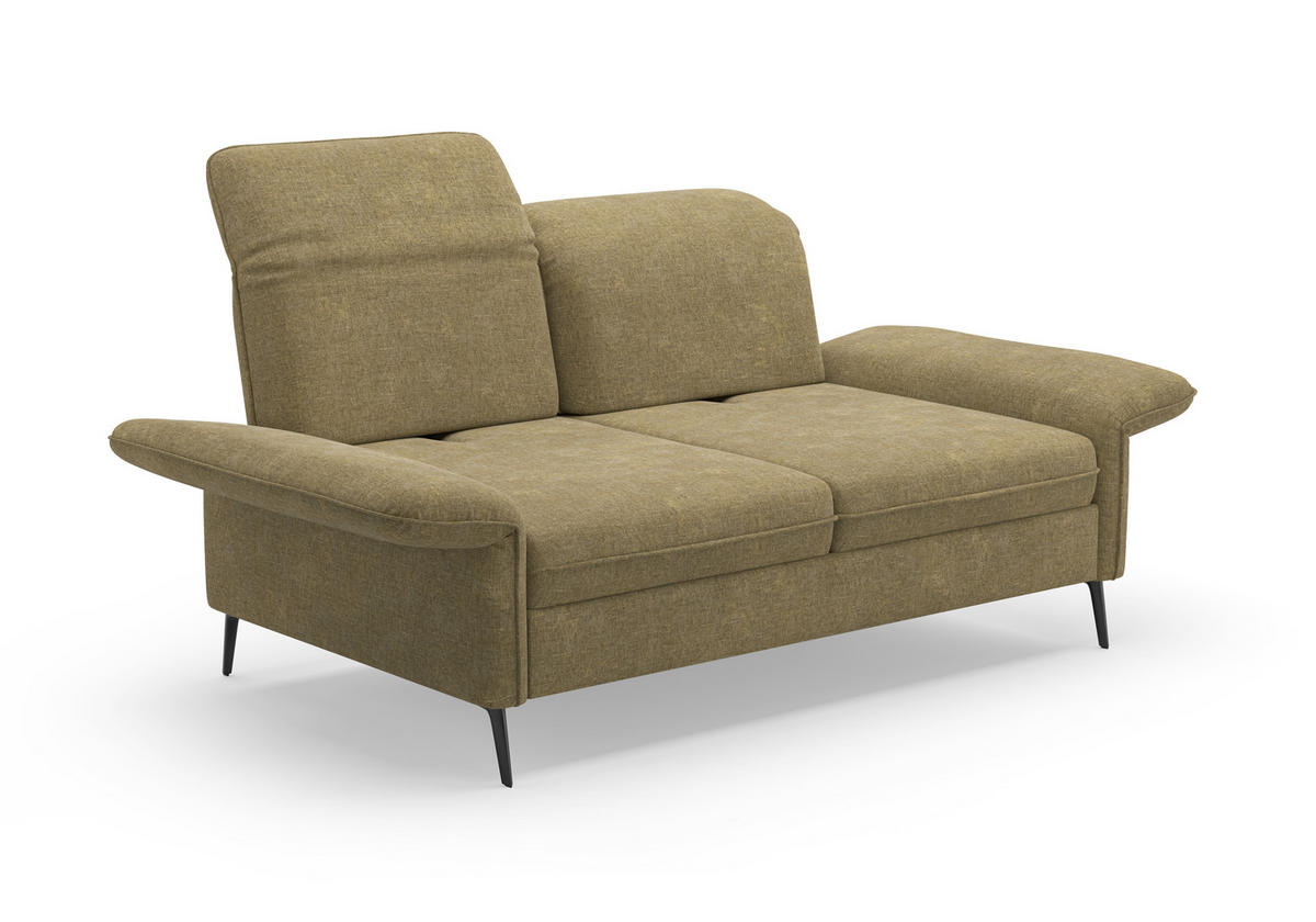 3-SITZER-SOFA Flachgewebe Olivgrün  - Schwarz/Olivgrün, KONVENTIONELL, Textil/Metall (199/92/123cm) - Sit & More