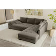 ECKSOFA Taupe Cord  - Taupe/Schwarz, KONVENTIONELL, Holz/Textil (298/202cm) - Carryhome