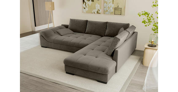 ECKSOFA Taupe Cord  - Taupe/Schwarz, KONVENTIONELL, Holz/Textil (298/202cm) - Carryhome