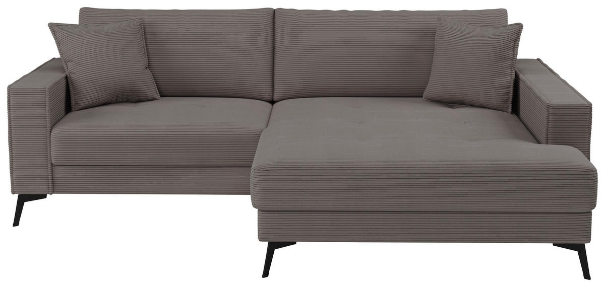 ECKSOFA TED Grau Cord Zierkissen  - Schwarz/Grau, Trend, Textil/Metall (228/174cm) - P & B