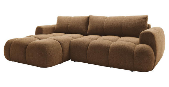 ECKSOFA Dunkelbraun Struktur Rückenkissen, Bettkasten, Schlaffunktion, Rücken echt, Liegefläche im Originalstoff  - Dunkelbraun/Schwarz, KONVENTIONELL, Kunststoff/Textil (172/272cm) - Carryhome