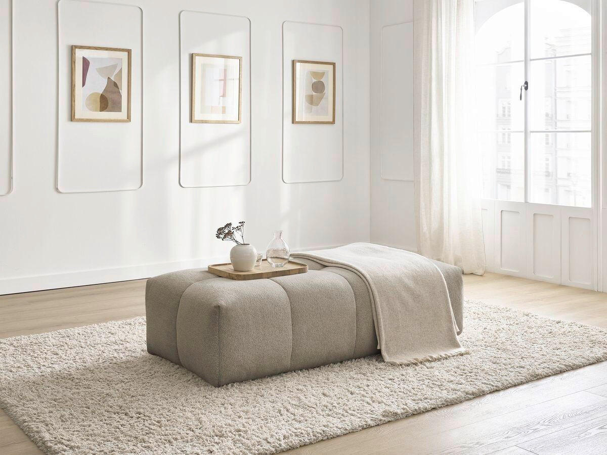 HOCKER EVEREST Flachgewebe Taupe  - Taupe/Schwarz, MODERN, Kunststoff/Textil (166/100/40cm)